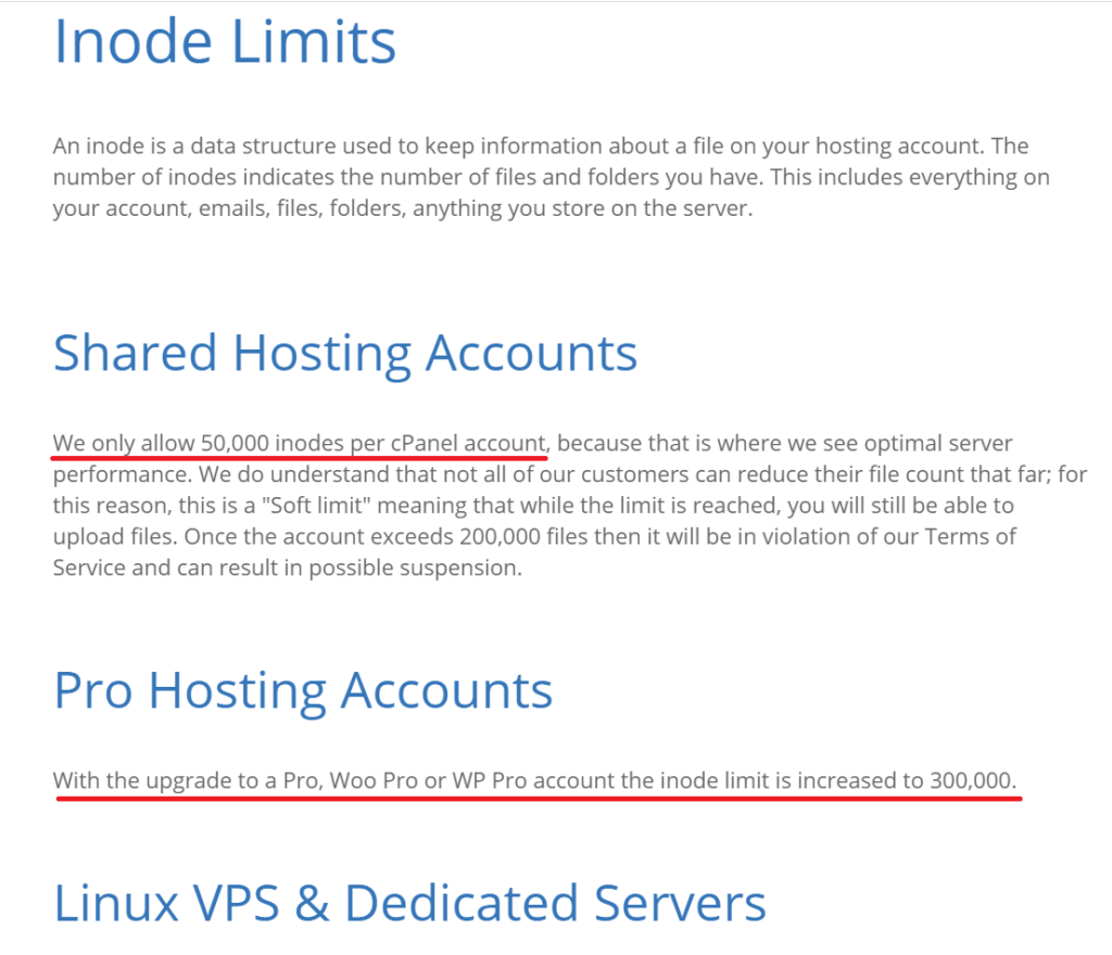 What is Inode limit in hosting?