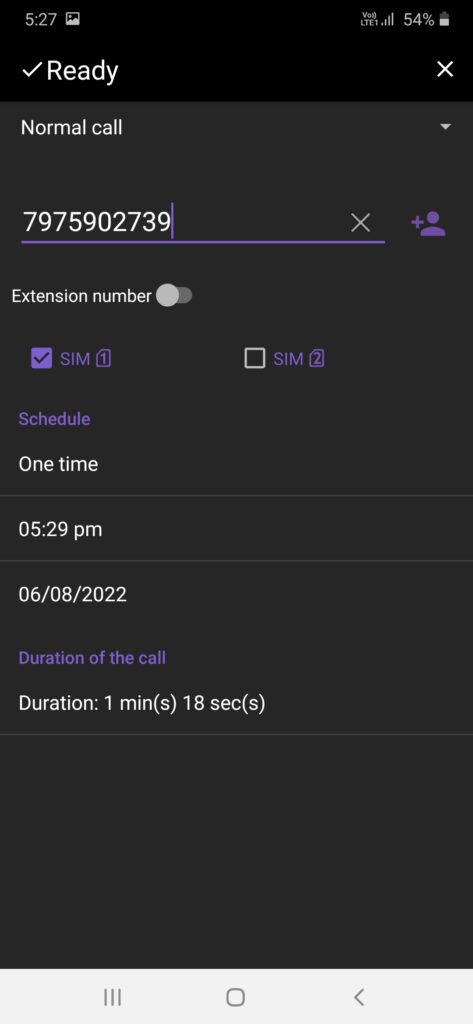 Automatic call redial scheduled call