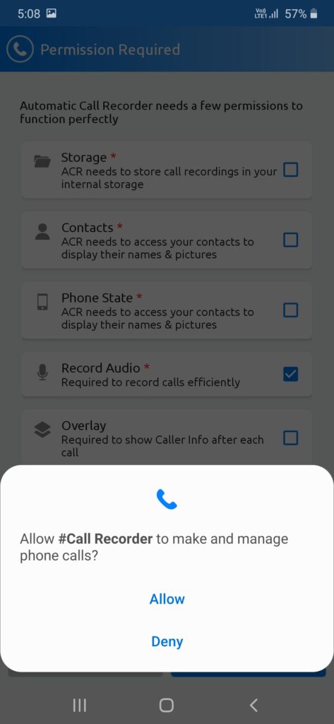 Call recording automatic app step 1