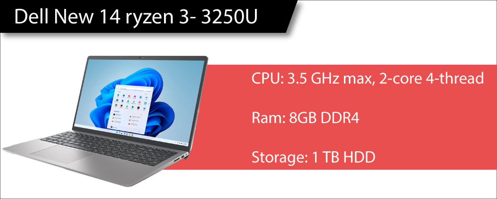 Dell new 14-AMD-Ryzen-3-3250U-laptops under 40000 in India