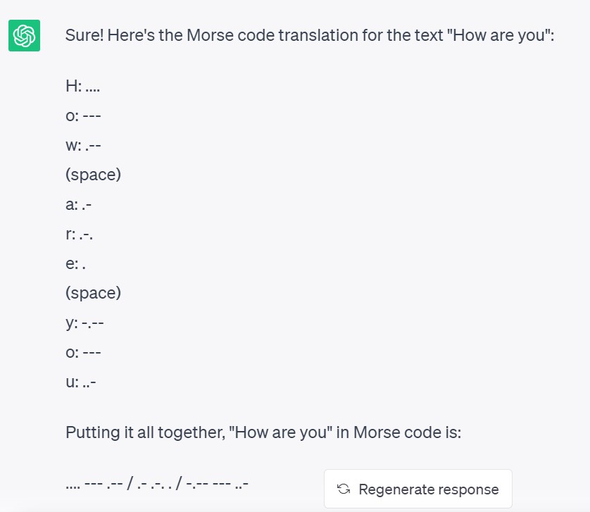 Chat GPT Morse code prompt